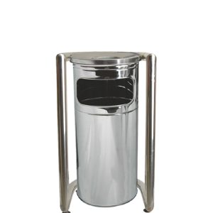 Krom Bahçe Tipi Çöp Kovası